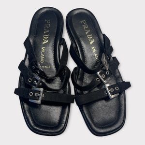 Prada Flat Leather Sandals